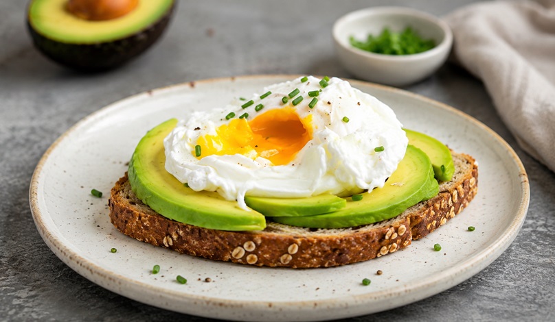 High Protein Frühstücks-Brot mit Avocado und Ei.