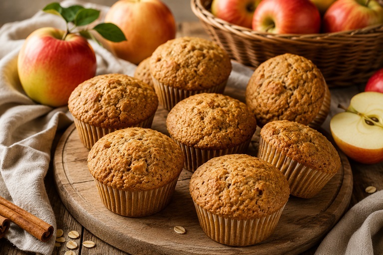 Zuckerfrei Backen mit köstlich, saftigen Apfelmusmuffin ohne Zucker.