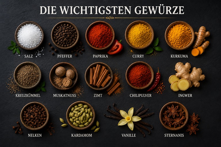 Die 20 wichtigsten Gewürze in der Küche.