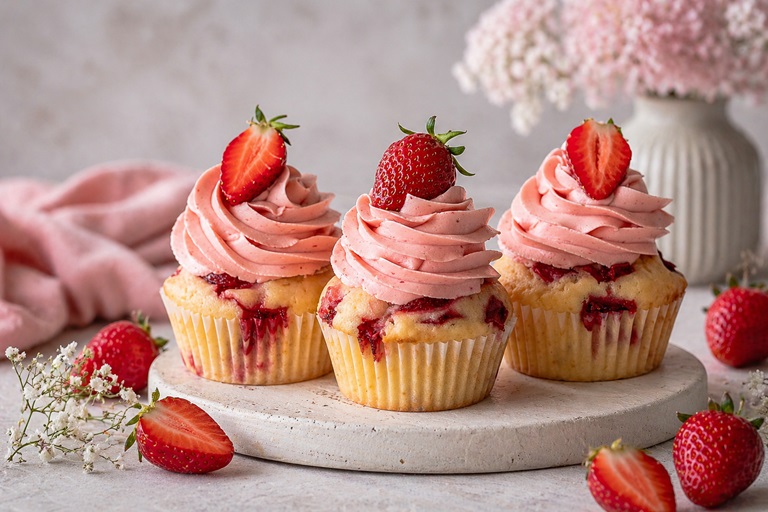 Häufige Backfehler - Erdbeer Cubcakes.