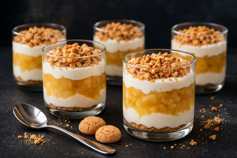 Schnelles Dessert - Amarettini-Apfel-Dessert im Glas.