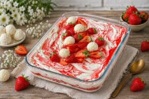 Sommer-Nachspeisen - Buntes Erdbeer-Raffaello-Dessert