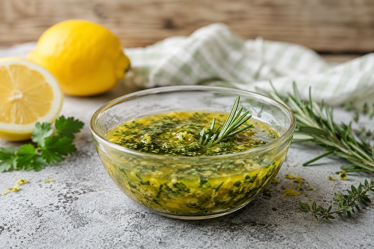 Frische Zitronen-Kräuter-Marinade für Geflügel und Fisch