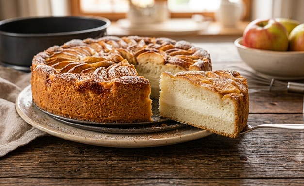 Glutenfrei Backen - saftiger Apfel-Topfen-Kuchen glutenfrei.