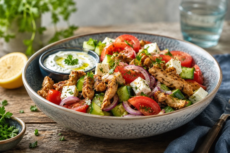 Gyros-Salat mit frischen Tomaten