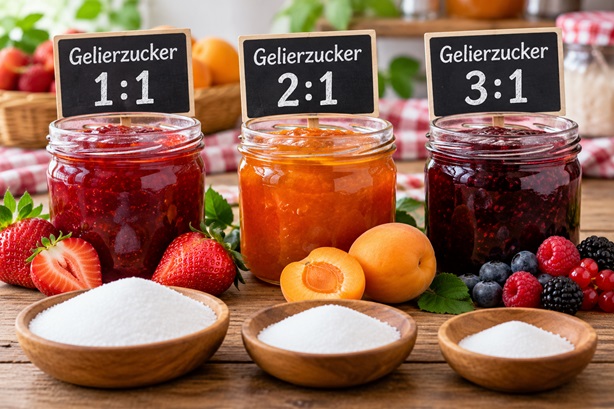 Gelierzucker 1 zu 1 2 zu 1 und 3 zu 1 im Vergleich